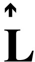 up arrow above the letter L